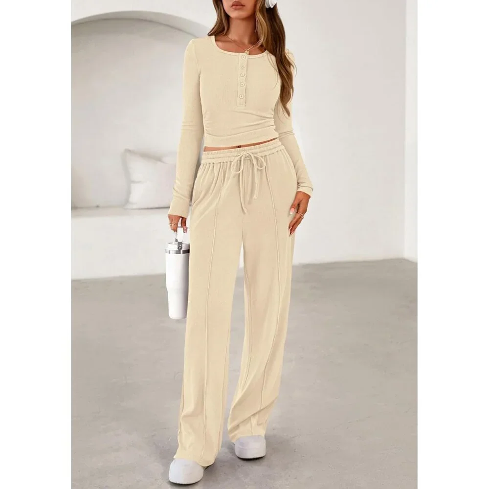 Women's 2 Piece Lounge Set Polyester Blend Fall Casual Matching Outfit